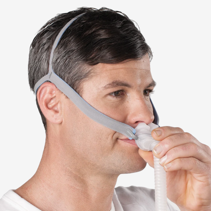 ResMed AirFit P10 mask pack for AirMini portable CPAP machine with nasal pillows design.