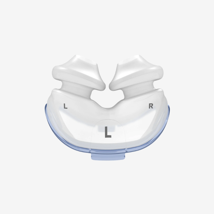 ResMed AirFit P10 nasal pillows CPAP mask pack designed for AirMini AutoSet travel CPAP.