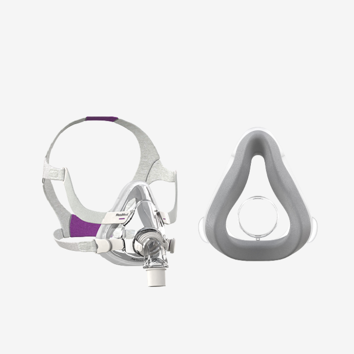 Front view of ResMed AirFit F20 CPAP mask For Her without forehead support, providing open visibility