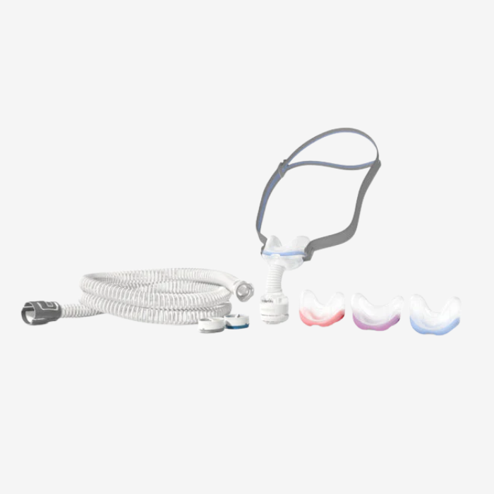 ResMed AirMini AutoSet CPAP device with N30 mask pack and adaptor setup bundle.