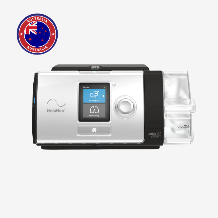 ResMed Lumis 150 VPAP ST bilevel ventilator with 4G connectivity for non-invasive ventilation therapy.