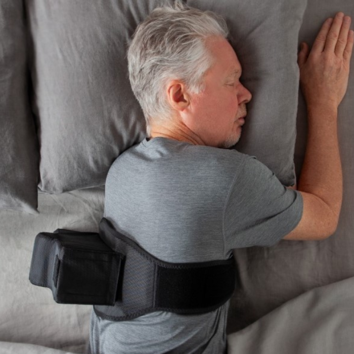 Zzoma positional sleeper device for positional obstructive sleep apnea therapy.